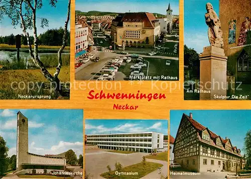 AK / Ansichtskarte Schwenningen_Neckar Rathaus Skulptur Die Zeit Marktplatz  Schwenningen Neckar