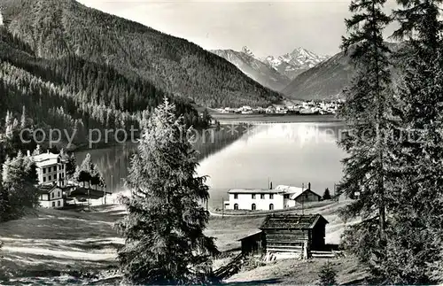 AK / Ansichtskarte Davosersee Pension Hoehwaldhof Davos Tinzenhorn Piz Michel Davosersee