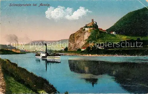 AK / Ansichtskarte Aussig_Tschechien Ruine Schreckenstein Dampfer Aussig Tschechien