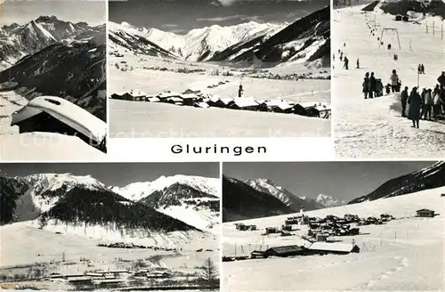 AK / Ansichtskarte Gluringen Panorama Teilansichten Skilift Gluringen