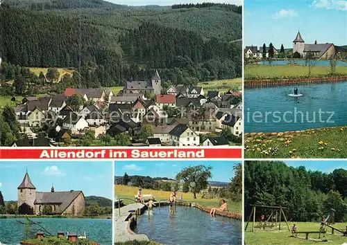 AK / Ansichtskarte Allendorf_Sauerland Stadtblick See Schwimmbad Spielplatz Allendorf_Sauerland