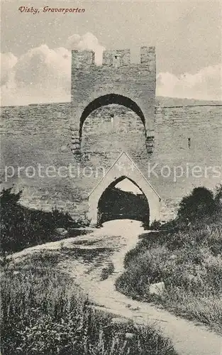 AK / Ansichtskarte Visby Gravarporten Stadtmauer Torbogen Visby