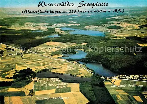 AK / Ansichtskarte Westerwald_Region Seenplatte Fliegeraufnahme Camping Schoenerlen Freilingen Westerwald_Region