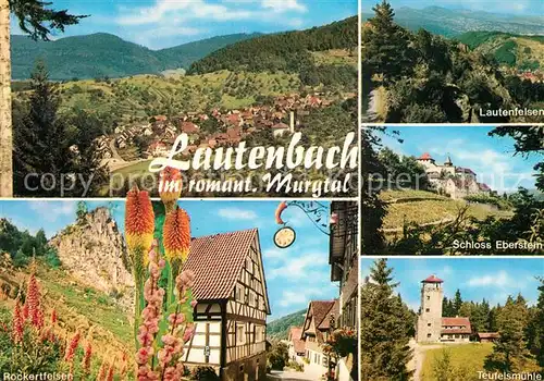 AK / Ansichtskarte Lautenbach_Gernsbach Lautenfelsen Schloss Eberstein Teufelsmuehle Lautenbach Gernsbach