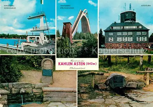 AK / Ansichtskarte Winterberg_Hochsauerland Kahler Asten Schwimmbad Sprungschanze Astenturm  Winterberg_Hochsauerland