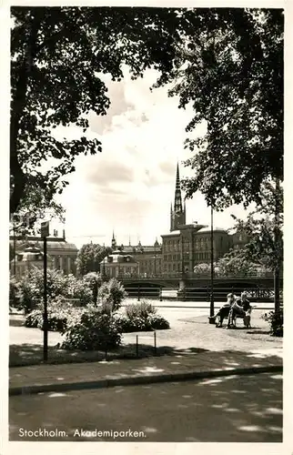 AK / Ansichtskarte Stockholm Akademiparken Stockholm