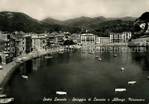 AK / Ansichtskarte Sestri_Levante Spiaggia di Levante e Albergo Miramare Sestri_Levante