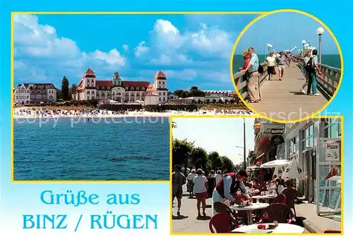 AK / Ansichtskarte Binz_Ruegen Kurhaus Musikpavillon Seebruecke Strassencafe Binz_Ruegen