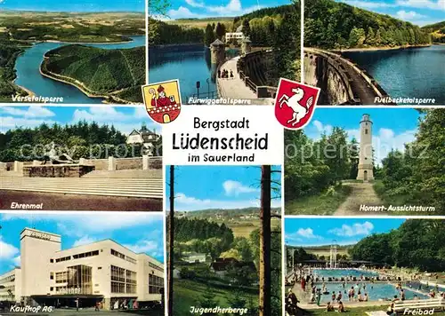 AK / Ansichtskarte Luedenscheid Ehrenmal Jugendherberge Homert Aussichtsturm Luedenscheid