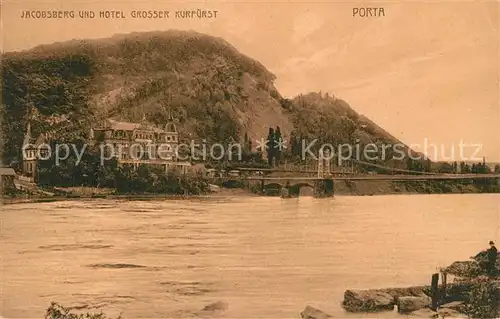 AK / Ansichtskarte Porta_Westfalica Jakobsberg Hotel Grosser Kurfuerst Weser Bruecke Porta_Westfalica