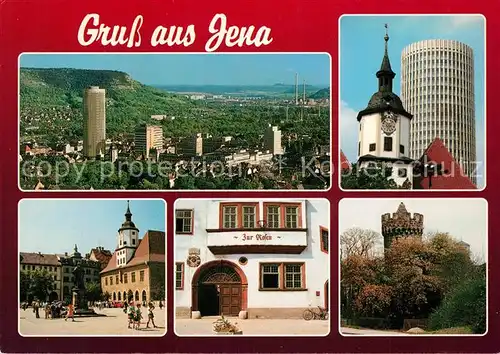 AK / Ansichtskarte Jena_Thueringen Rathausturm Gasthaus Zur Rosen Pulverturm Jena Thueringen