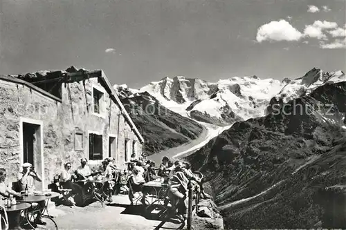 AK / Ansichtskarte Pontresina Segantinis Sterbehaus mit Berninagruppe Berghuette Gebirgspanorama Pontresina