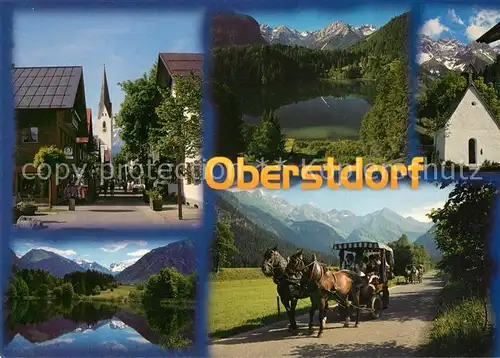 AK / Ansichtskarte Oberstdorf Pferdekutsche Kirche Panoramen Oberstdorf