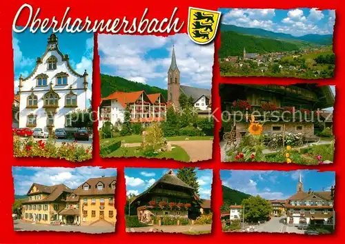 AK / Ansichtskarte Oberharmersbach Rathaus Kirche Stadtansichten Panorama Oberharmersbach