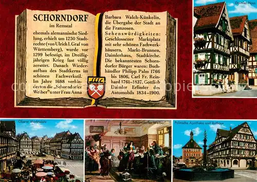 AK / Ansichtskarte Schorndorf_Wuerttemberg Oberer Marktplatz Schorndorfer Weiber Rathaus Polnische Apotheke Schorndorf Wuerttemberg