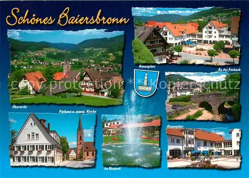 AK / Ansichtskarte Baiersbronn_Schwarzwald Rosenplatz Forbach Kurpark Rathaus Baiersbronn Schwarzwald