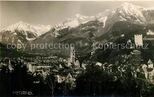 AK / Ansichtskarte Merano_Suedtirol Panorama mit Texelgruppe Merano Suedtirol