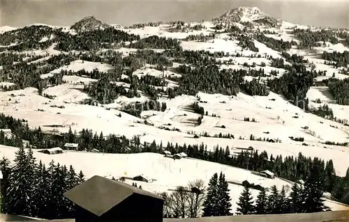 AK / Ansichtskarte Schoenried Panorama Horneggli Winter Schoenried