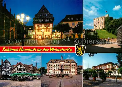 AK / Ansichtskarte Neustadt_Weinstrasse Rathaus Markt Hambacher Schloss Marktplatz Abendstimmung Neustadt_Weinstrasse