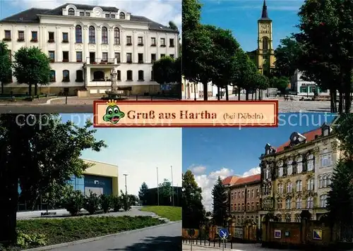 AK / Ansichtskarte Hartha_Doebeln Rathaus Stadtkirche Marktplatz Hartha Doebeln