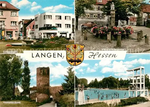 Langen_Hessen Lutherplatz Freibad Vierroehrenbrunnen Stumpfer Turm  Langen Hessen