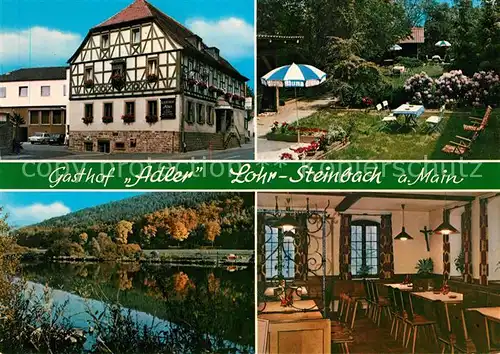 AK / Ansichtskarte Steinbach_Lohr_Main Gasthof Pension Adler Uferpartie am Main Herbststimmung Steinbach_Lohr_Main