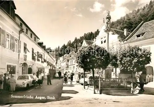 AK / Ansichtskarte Anger_Steiermark Sommerfrische Ortsmotiv Innenstadt Saeule Anger_Steiermark