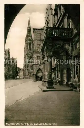 AK / Ansichtskarte Muenster_Westfalen Blick zur Lambertikirche Muenster_Westfalen