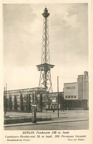 AK / Ansichtskarte Berlin Funkturm mit Restaurant Berlin