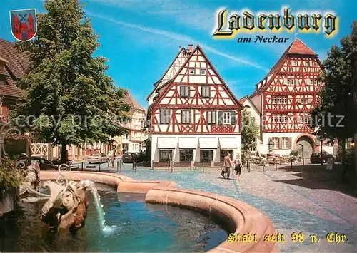 AK / Ansichtskarte Ladenburg Marktplatz Madonnenbrunnen Altstadt Fachwerkhaeuser Ladenburg