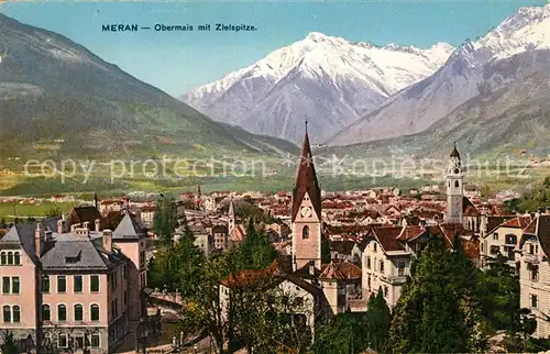 AK / Ansichtskarte Meran_Merano Obermais mit Zielspitze Meran Merano