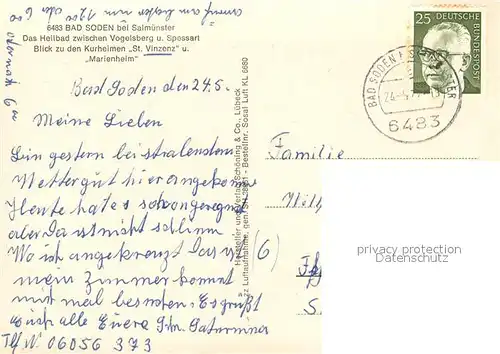 AK / Ansichtskarte Bad_Soden Salmuenster Kurheimen St. Vinzenz Marienheim Fliegeraufnahme  Bad_Soden Salmuenster