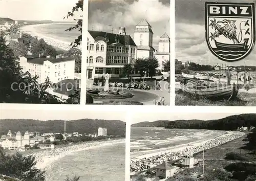 AK / Ansichtskarte Binz_Ruegen Hotels Strand Wappen Binz_Ruegen