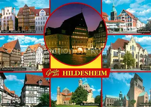 AK / Ansichtskarte Hildesheim Knochenhaueramtshaus Schuhstrasse Rathaus Mariendom  Hildesheim