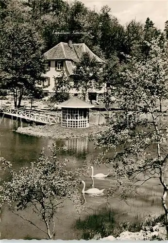 AK / Ansichtskarte Schoenau_Brend Landhaus Sanssouci Restaurant Pavillon Schwanenteich Schoenau Brend