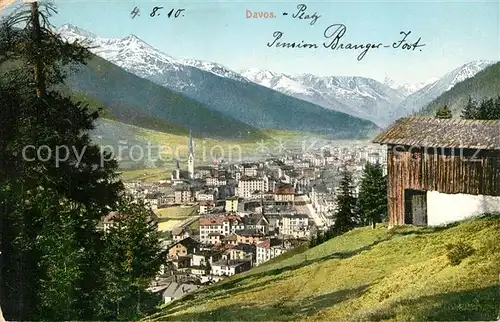 AK / Ansichtskarte Davos_Platz_GR Panorama Pension Branger Jost Davos_Platz_GR