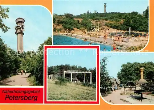 AK / Ansichtskarte Petersberg_Halle Fernsehturm Bergbad Gaststaette Waldschenke Petersberg_Halle