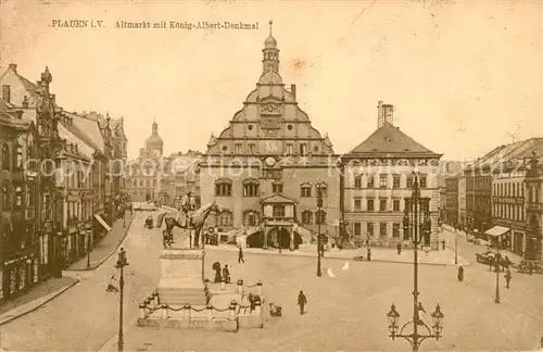 AK / Ansichtskarte Plauen_Vogtland Altmarkt mit Koenig Albert Denkmal Plauen_Vogtland