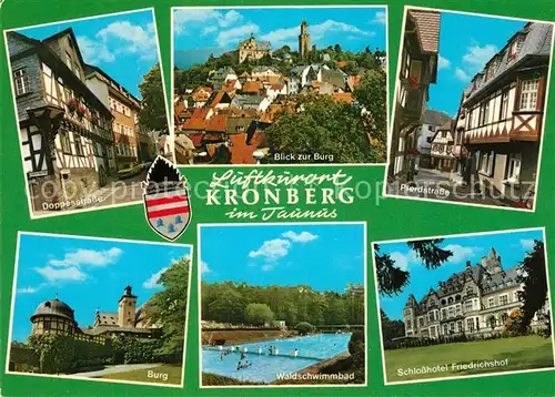 AK / Ansichtskarte Kronberg_Taunus Doppesstrasse Pferdstrasse Schlosshotel Friedrichshof Burg Kronberg Taunus