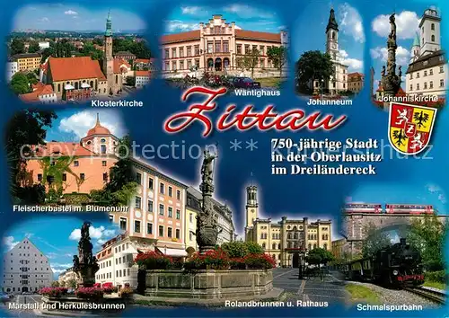 AK / Ansichtskarte Zittau Klosterkirche Waentighaus Johanneum Johanniskirche Blumenuhr Zittau