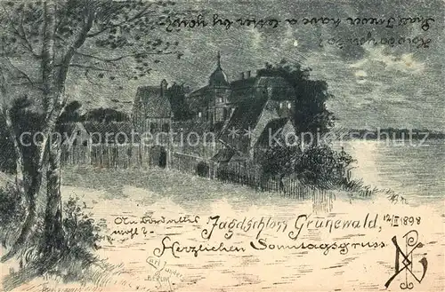 AK / Ansichtskarte Grunewald_Berlin Jagdschloss Grunewald Zeichnung Grunewald Berlin