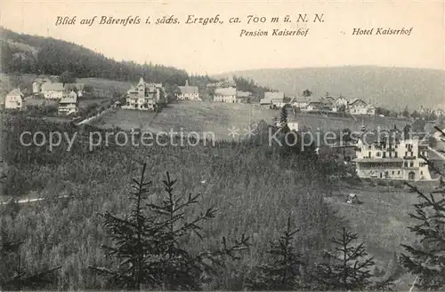 AK / Ansichtskarte Baerenfels_Erzgebirge Teilansicht mit Pension und Hotel Kaiserhof Baerenfels Erzgebirge