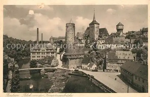 AK / Ansichtskarte Bautzen Blick von der Kronprinzenbruecke Spree Alte Wasserkunst Kirche Wasserturm Kupfertiefdruck Silesia Karte Nr 1145 Bautzen