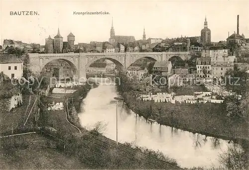 AK / Ansichtskarte Bautzen Kronprinzenbruecke Spree Altstadt Bautzen