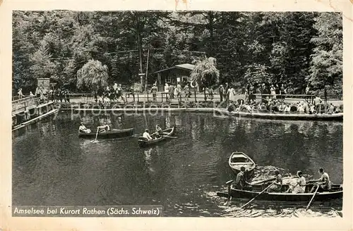 AK / Ansichtskarte Rathen_Saechsische Schweiz Bootfahren auf dem Amselsee Rathen Saechsische Schweiz