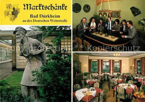 AK / Ansichtskarte Bad_Duerkheim Marktschaenke Weinstube Restaurant Skulptur Denkmal Statue Bad_Duerkheim