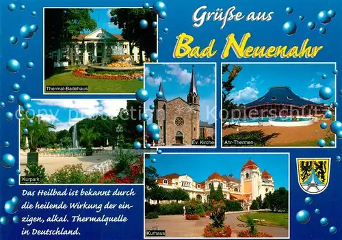 AK / Ansichtskarte Bad_Neuenahr Ahrweiler Thermal Badehaus Kurpark Ev Kirche Ahr Thermen Kurhaus Bad_Neuenahr Ahrweiler