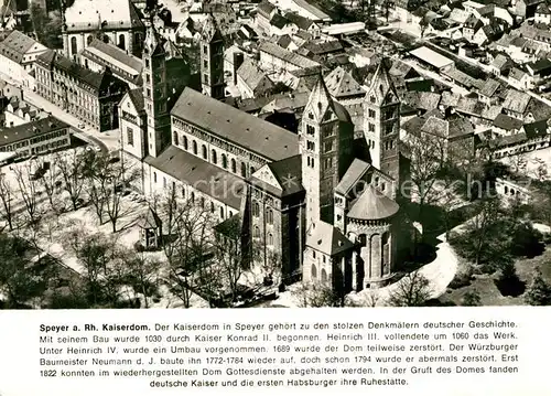 AK / Ansichtskarte Speyer_Rhein Kaiserdom Fliegeraufnahme Speyer Rhein