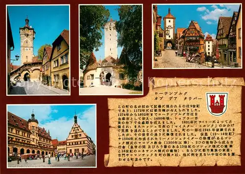 AK / Ansichtskarte Rothenburg_Tauber Tor Marktplatz Rothenburg Tauber