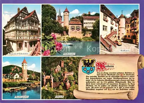 AK / Ansichtskarte Wertheim_Main Rathaus Schloss Kittsteintor Wertheim Main